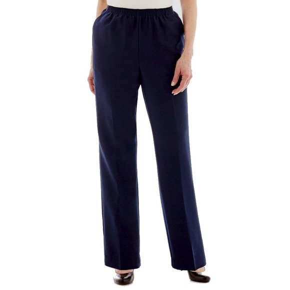 NWT Women Size 16 Alfred Dunner Navy Twill Elastic Waist Pull On Pant NEW - Picture 1 of 1